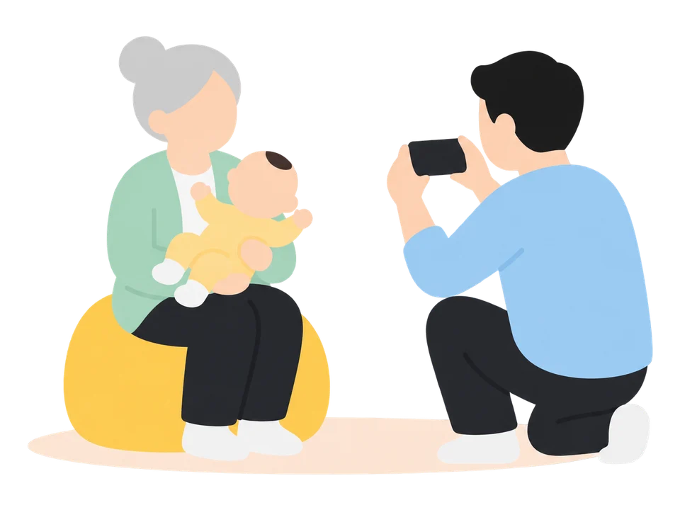 2. 抱っこで記念写真を撮る
