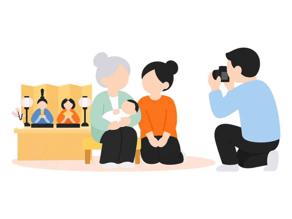 2. 家族で写真を撮る