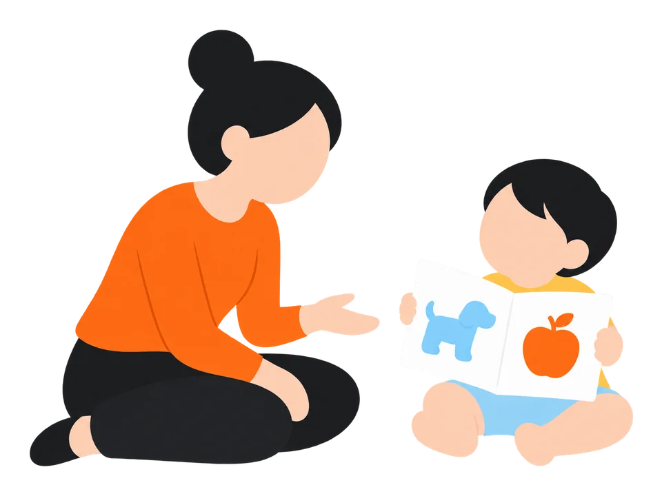 3. 子どもが見せてきたページの物の名前を言います。