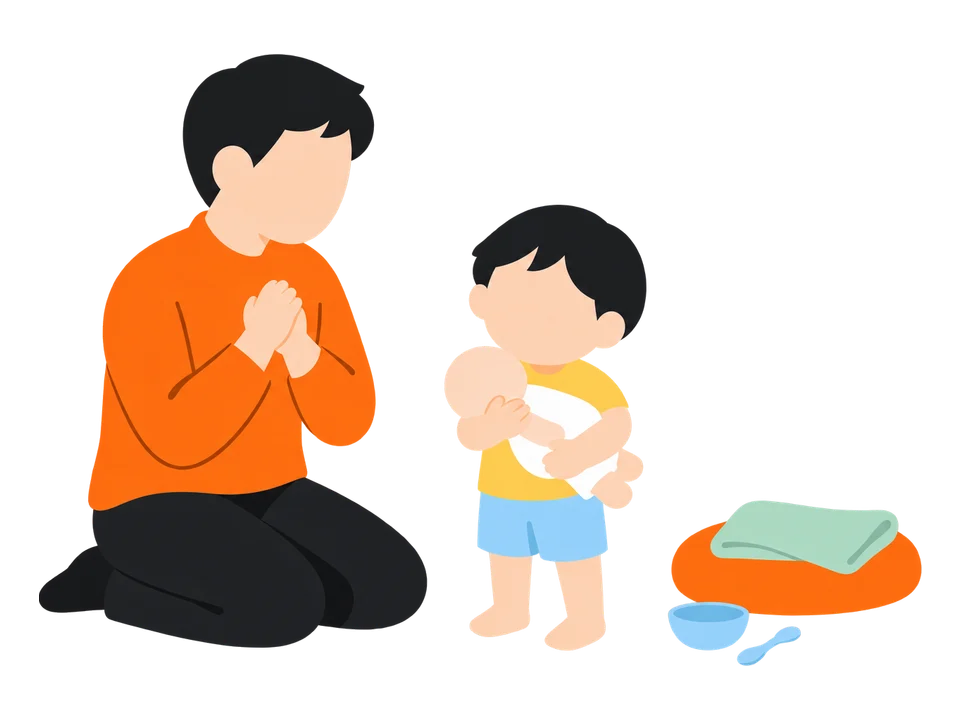 3. 子どものしたことを「だっこしてあげたのね」と言葉にして返します。