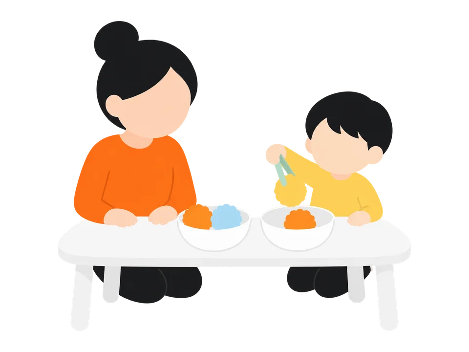 2. 子どもが同じように移します。