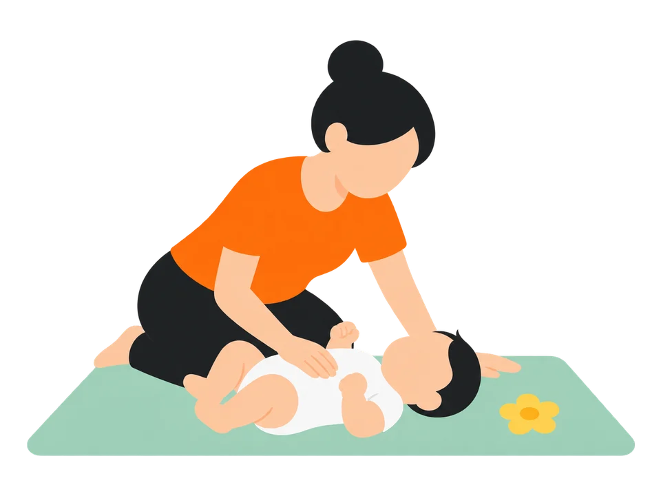3. 疲れた様子や眠そうな様子なら、すぐあお向けに戻します。